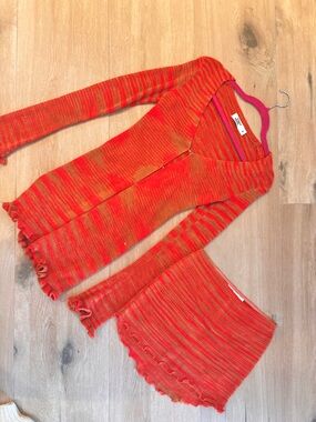 Tiger Mist Red and Orange Striped Knit set